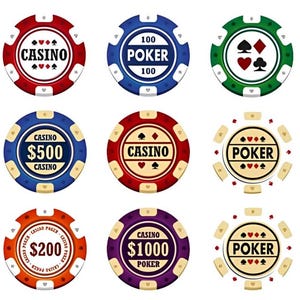 Poker casino chips edible image toppers.