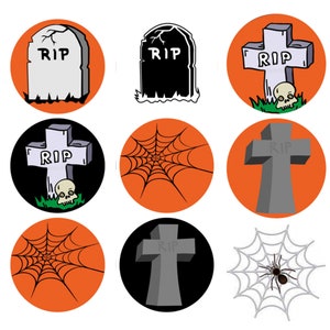 Halloween Tombstones Spiderweb Edible Image Toppers