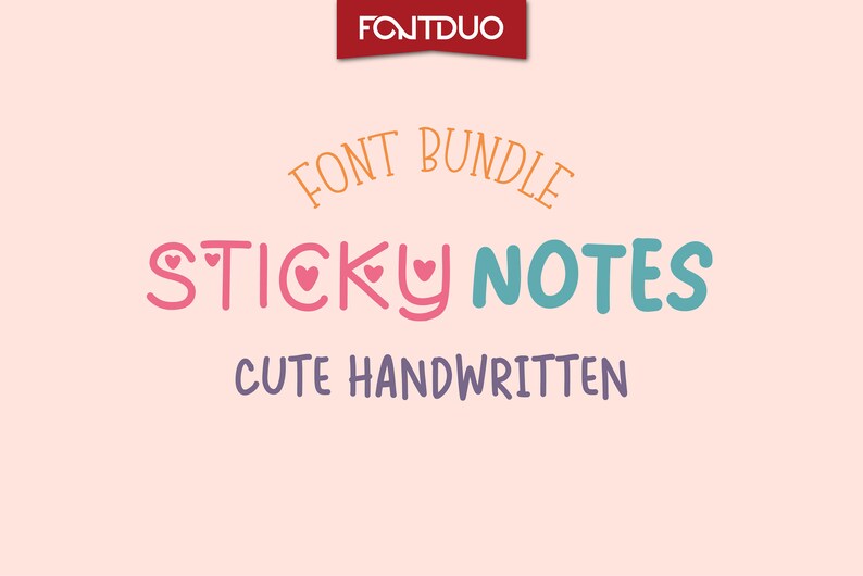 Cute Sticky Notes Font Bundle compatible with Cricut image 1
