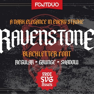 Ravenstone Gothic Font FREE SVG Assets - Blackletter Design for Logos, Procreate, Tattoos, Cricut