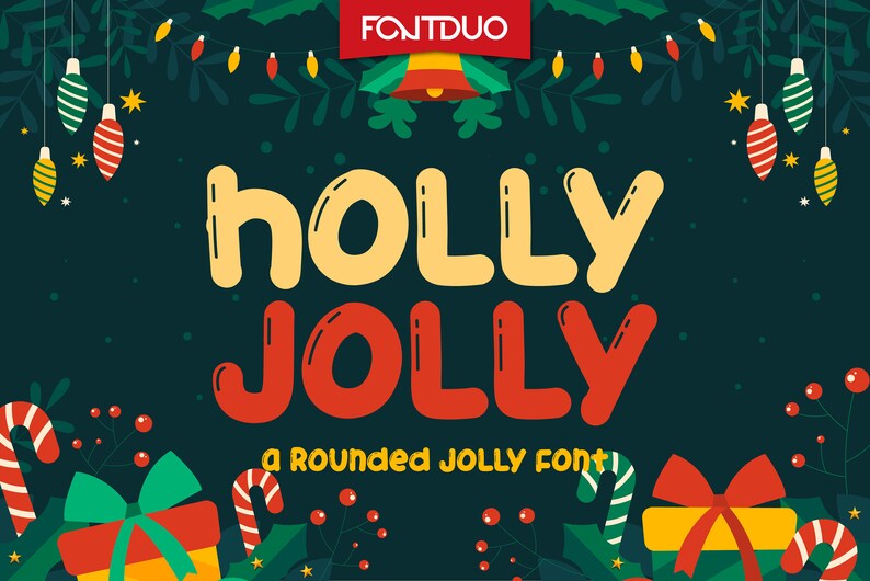 Holly Jolly  Cute Christmas Cricut Font Modern Calligraphy image 1