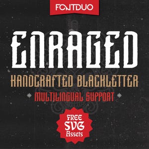 Enraged v2 Gothic Font FREE SVG – Blackletter Typeface for Logos, Tattoos, Cricut & Procreate Design