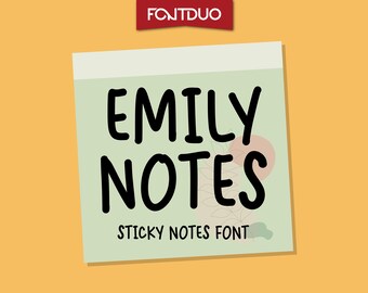Emily Sticky Notes Cricut Font, Modern Calligraphy, Cursive, Silhouette Fonts, Modern, Procreate made for scrapbook and planners