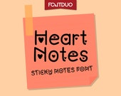 Hearts Sticky Notes Cricut Font, Modern Calligraphy, Cursive, Silhouette Fonts, Modern, Procreate made for scrapbook and planners