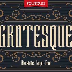 Grotesque Gothic Font - Blackletter Design for Logos, Procreate, Tattoos, Cricut