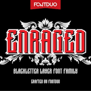 Enraged Gothic Font Blackletter - Tattoo, Logo Design, Procreate & Cricut Script, Medieval Lettering Style