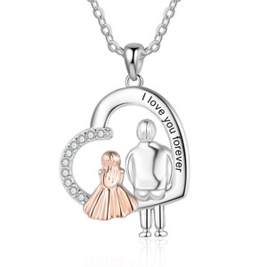 Colar "Pai e Filha para Sempre", o mais vendido - Presente Personalizado para Você! Presente Emocional por Tempo Limitado - Bolsa Presente, Cartão e Moldura Dourada opcionais.