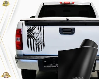 Eagle with American Flag Tailgate Vinyl Decal Sticker for Pickup Trucks USA. Universal to Fit Most Trucks