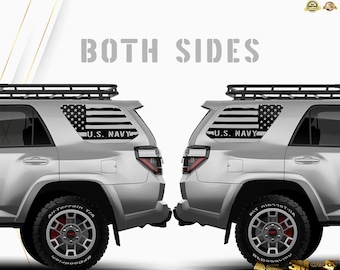 4Runner U.S. Navy American Flag Decal - Rear Side Window Vinyl Sticker,  Includes 2 decals (both sides)
