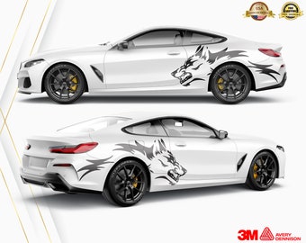 Ford Mustang Wolf Side Graphic Decal | Beast Mode Vinyl Sticker (Set of 2)