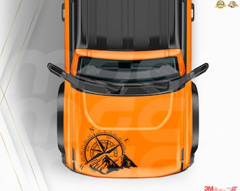 Compass Rose Mountain Vinyl Decal | Car Hood, Side, RV, Truck, SUV