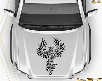 Phoenix Bird Hood Decal for Car or Truck | Large Firebird Vinyl Sticker | Tribal Style Fenix Graphic for Vehicle Hood Decoration