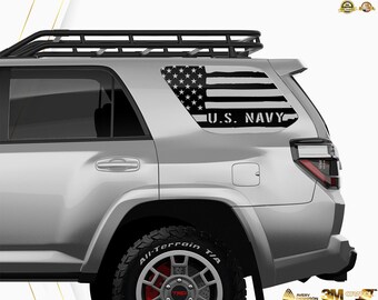 U.S. Navy American Flag Rear Side Window Decal for Toyota 4Runner – Both Sides – Military Patriotic Vinyl Sticker