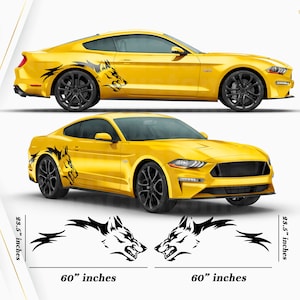 Coyote Wolf Side Graphic for Ford Mustang | Ford Mustang Wolf Beast Mode Vinyl Decal.