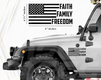 Faith Family Freedom Sticker Decal | American Flag Decal | Flag Car Vinyl Decal