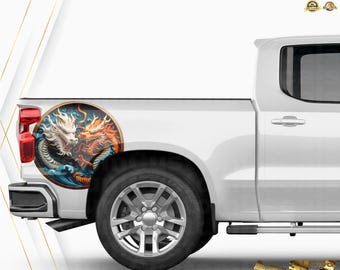 Fire and Water Dragon Car Decals: Colorful Vehicle Stickers