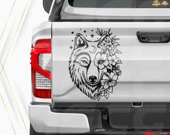 Wolf Head with Flowers Sticker |