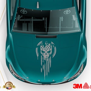 American Warrior Flag Skull | USA American Flag Decals Front Hood Sticker Decal Vinyl. Choose your size