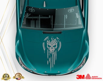 American Warrior Flag Skull | USA American Flag Decals Front Hood Sticker Decal Vinyl. Choose your size