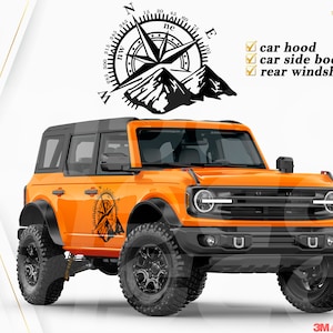Compass Rose Vinyl Decal | Car Decals Compass with Mountain Hood Stickers Decals Car Side Decals and Graphic Compass for RV Truck SUV Car