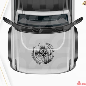 Always Take the Scenic Route Vinyl Decal | Car, Trucks USV Sticker Decal | Hood Sticker Decal | Compass Pine Trees Mountains Decal
