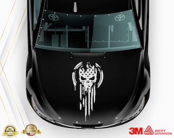 American Warrior Flag Skull Decal | USA Front Hood Sticker