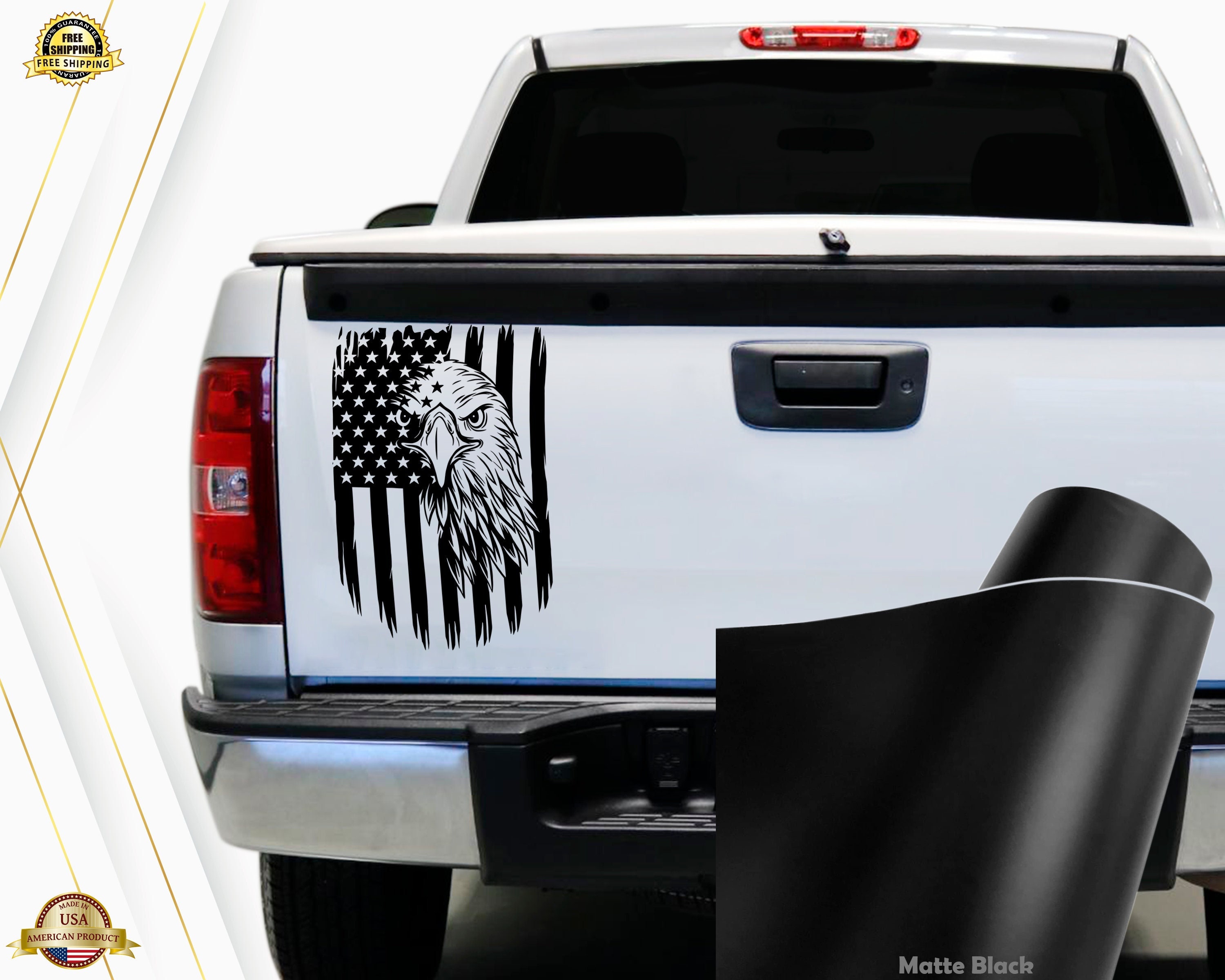 US FLAG Fishing and Hunting Vertical Flag Truck Decal Car 