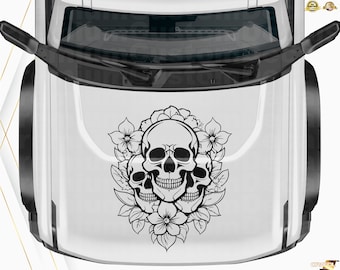 Bloom & Bones: Premium Bumper Sticker | Skulls and Flowers Merge in High Quality Design, Elevate Your Ride's Aesthetic