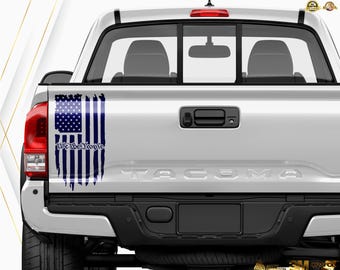 We the People USA Flag Vinyl Decal for Pickup Truck Tailgate – Preamble of the US Constitution Design, Fits Most Trucks