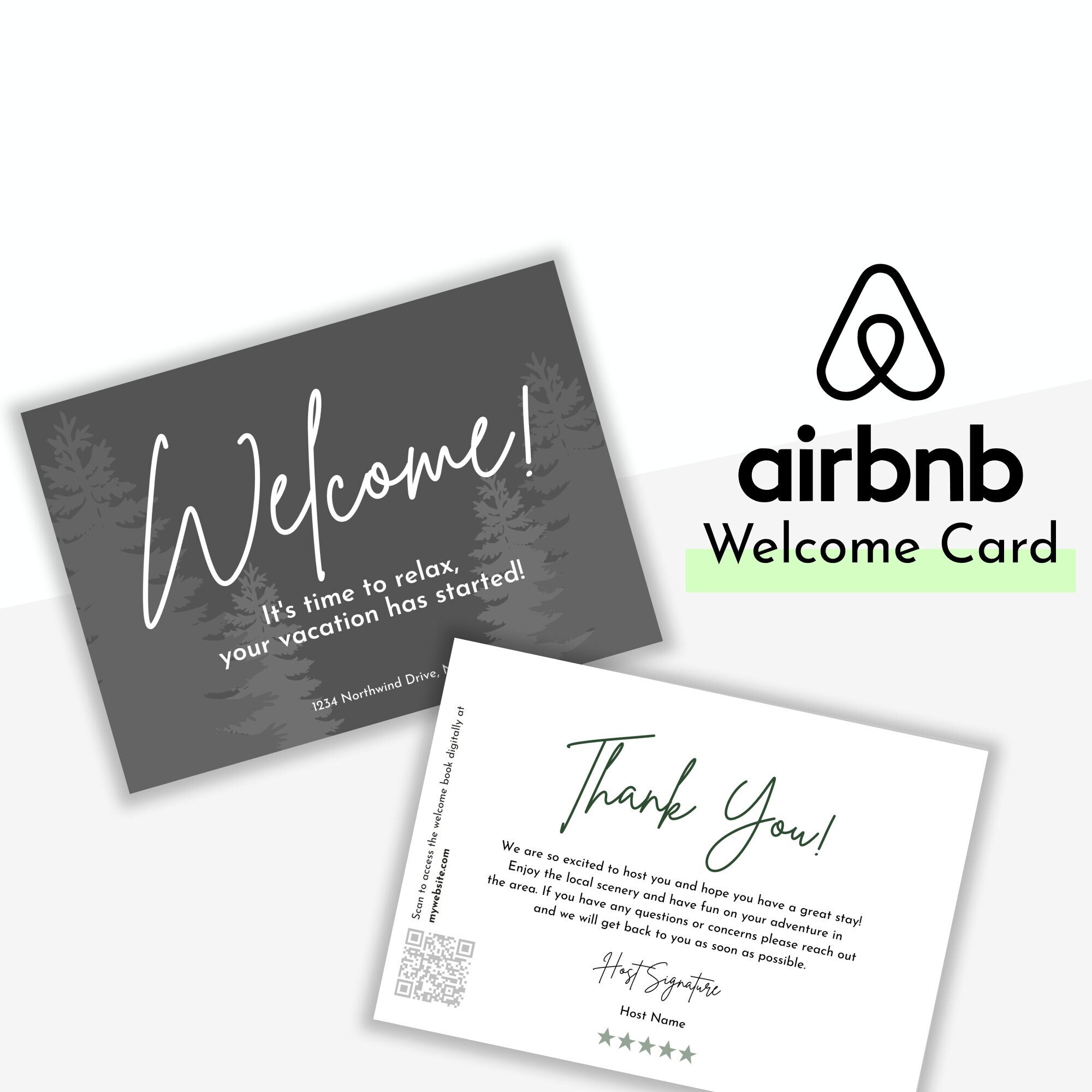 Airbnb Card Host Thank You Card Printable Template Airbnb