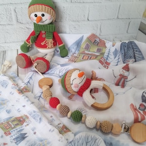 Limited Edition ! Snowman Muslin Blanket Baby Set