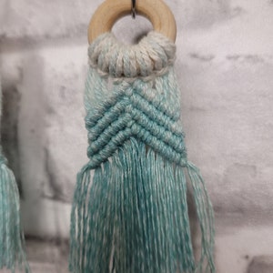 Teal ombre macrame earrings