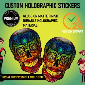Custom Holographic Stickers | Any Shape and Size | Premium Holographic Material | Gloss or Matte Finish | Free Shipping