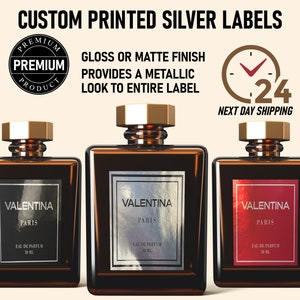 Custom Silver Product Labels + Stickers - High End Look | Any Size Any Shape | Glossy or Matte Finish | Oil + Water Resistant | Free Ship