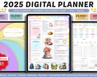 Digital Planner 2025 Monday and Sunday