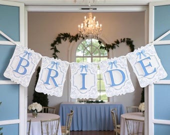 Custom Blue Toile Bridal Shower Banner, Something Blue Before I Do Decor, Future Mrs Banner