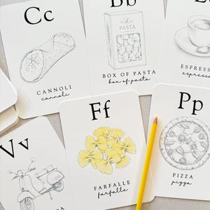 Italian Baby Shower Activity Cards, ABC Coloring Cards, Ciao Baby Shower Game, Guest Message Cards, Baby's First Alphabet Book