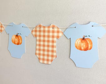 Pumpkin Baby Shower Onesie Banner, Fall Baby Shower Decor