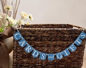 Printed Denim Pocket MINI Cardstock Banner, Blue Jean Baby Shower Decor