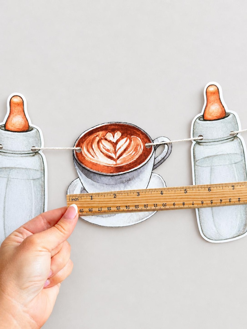 Coffee Baby Shower Garland, Baby is Brewing Decor, Cafe Bebe Banner image 6