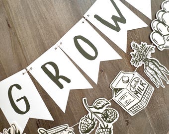 Farmer's Market Baby Shower Banner: Locally Grown Veggie Garland