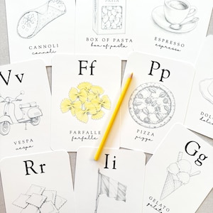 Italian Baby Shower Activity Cards, ABC Coloring Cards, Ciao Baby Shower Game, Guest Message Cards, Baby's First Alphabet Book image 9