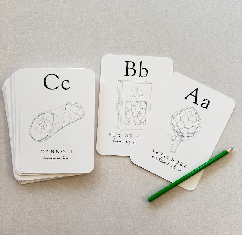 Italian Baby Shower Activity Cards, ABC Coloring Cards, Ciao Baby Shower Game, Guest Message Cards, Baby's First Alphabet Book image 8