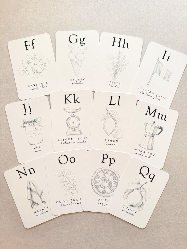 Italian Baby Shower Activity Cards, ABC Coloring Cards, Ciao Baby Shower Game, Guest Message Cards, Baby's First Alphabet Book image 11
