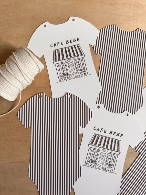 Cafe Bebe Cardstock Onesie Banner, Coffee Baby Shower Decor, Baby Is Brewing Garland