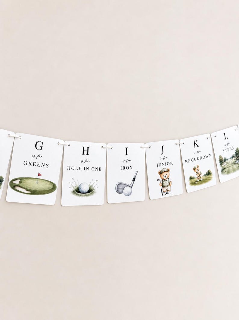 Golf Baby Shower Banner, Golf ABC Banner, Little Putter on the Way Decor, New to the Club Baby Shower, Nursery Decor image 5