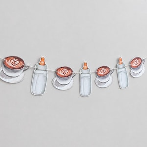 Coffee Baby Shower Garland, Baby is Brewing Decor, Cafe Bebe Banner image 3