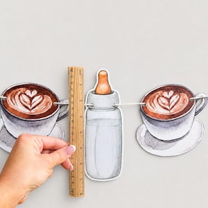 Coffee Baby Shower Garland, Baby is Brewing Decor, Cafe Bebe Banner image 7