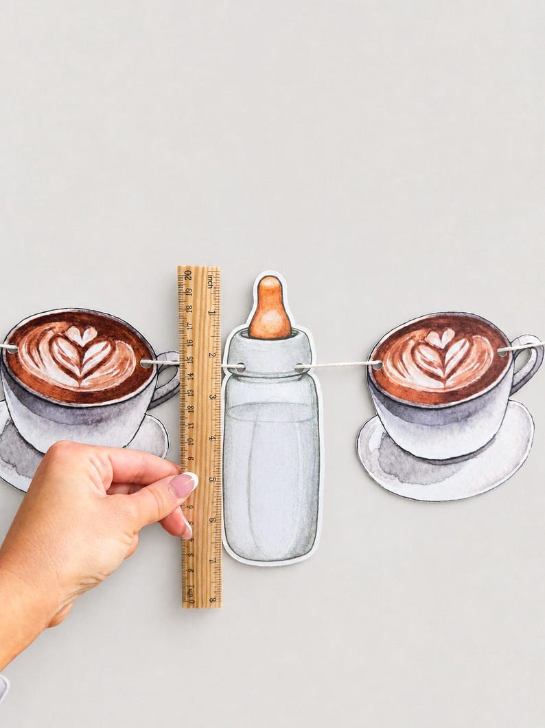Coffee Baby Shower Garland, Baby is Brewing Decor, Cafe Bebe Banner image 7