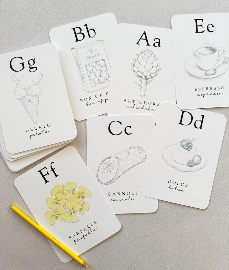 Italian Baby Shower Activity Cards, ABC Coloring Cards, Ciao Baby Shower Game, Guest Message Cards, Baby's First Alphabet Book image 6